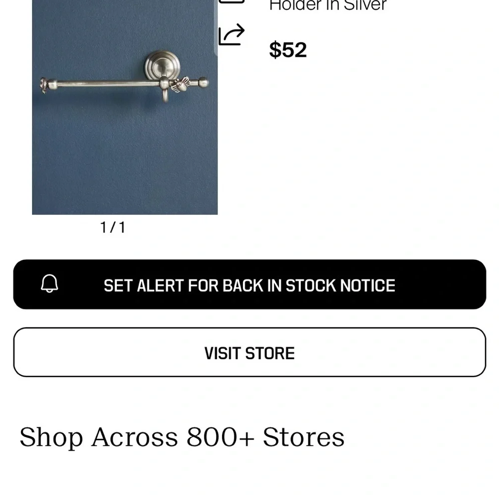 Anthropologie Silver Wall-Mounted Bathroom Tissue Holder New